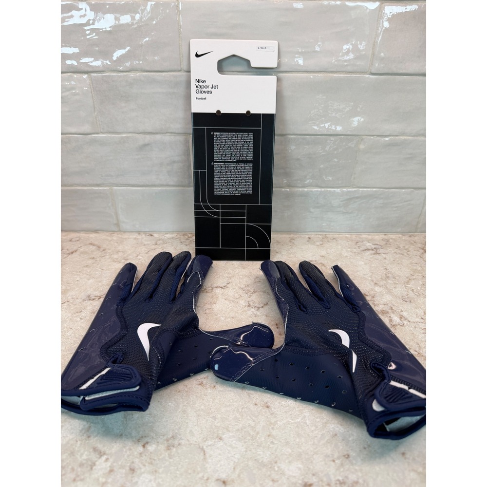 Nike Vapor Jet Football Gloves Navy Blue White Mens Large Magnigrip+ SFIA